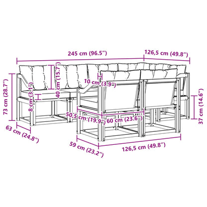 Outdoor-Sofagarnitur 7 stk. Weiß und Schwarz