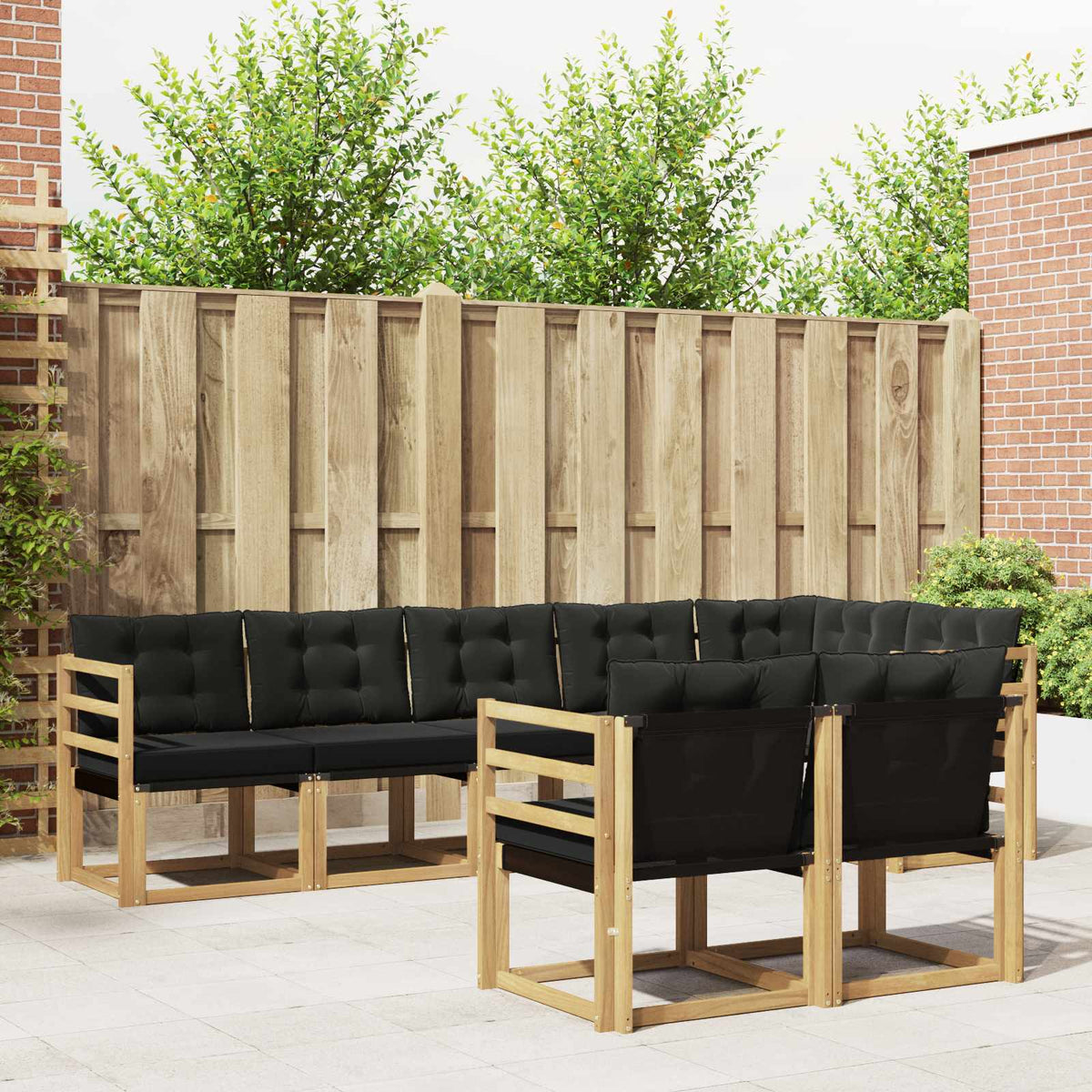 Outdoor-Sofagarnitur 8 stk. Weiß und Schwarz