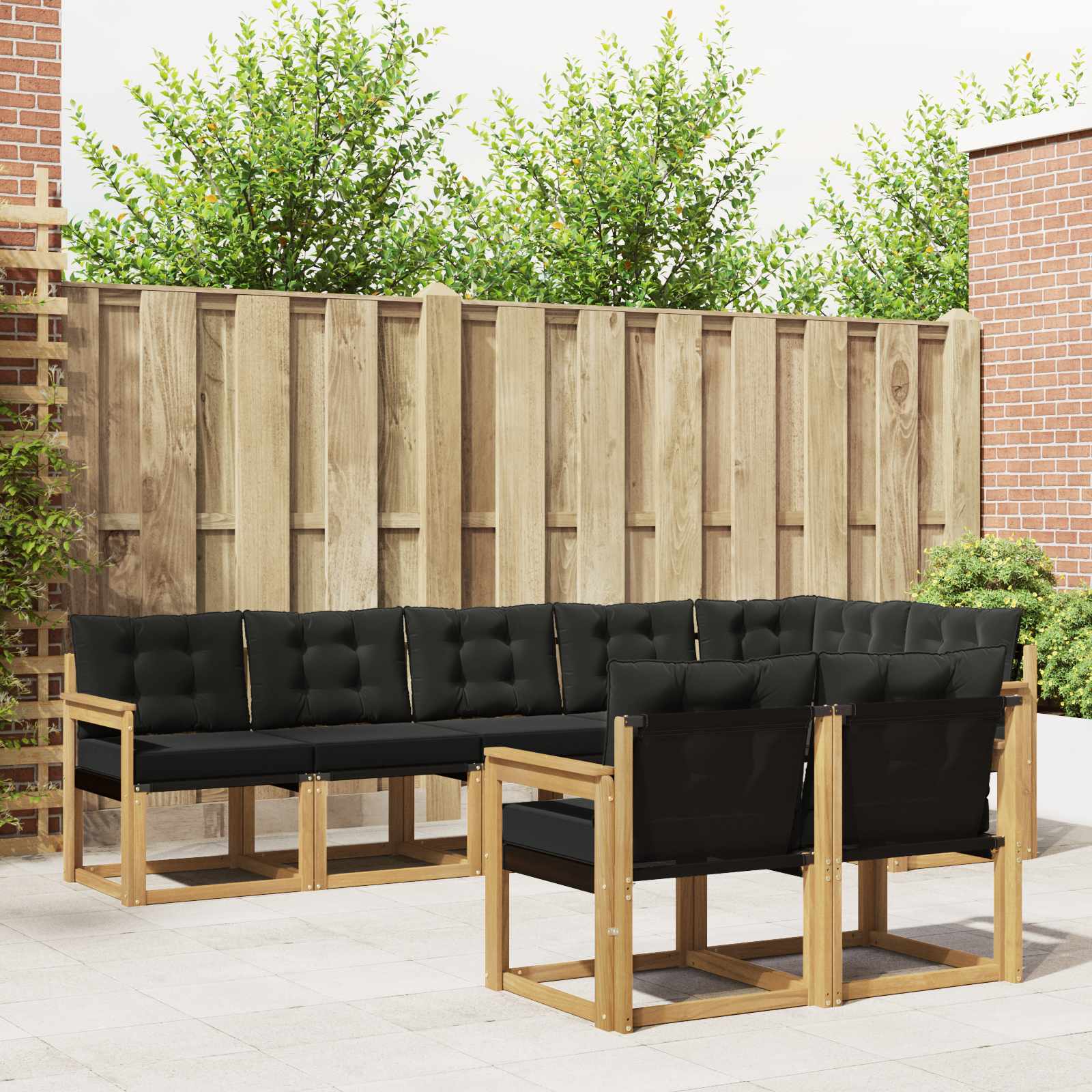Outdoor-Sofagarnitur mit Kissen 8 pcs Weiß und Schwarz