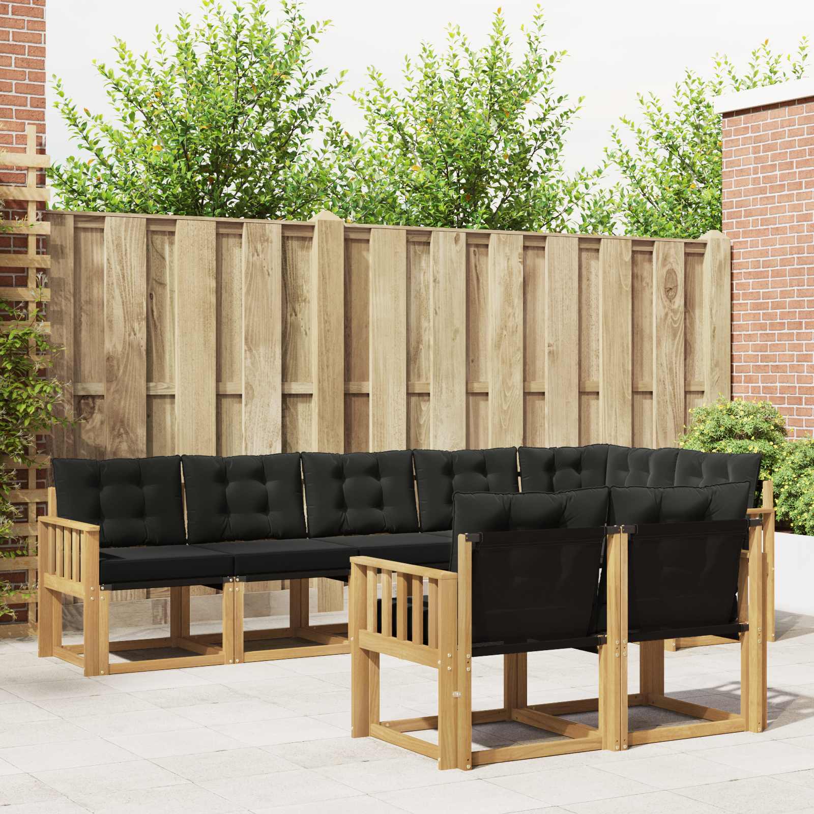 Outdoor-Sofagarnitur 8 stk. Weiß und Schwarz
