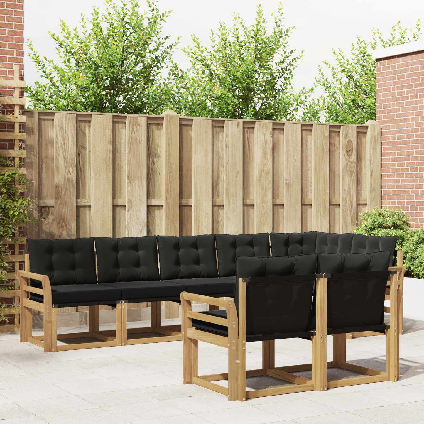 Outdoor-Sofagarnitur mit Kissen 8 pcs Weiß und Schwarz