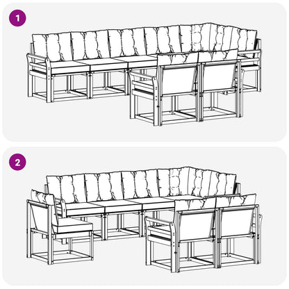 Outdoor-Sofagarnitur 8 stk. Weiß und Schwarz