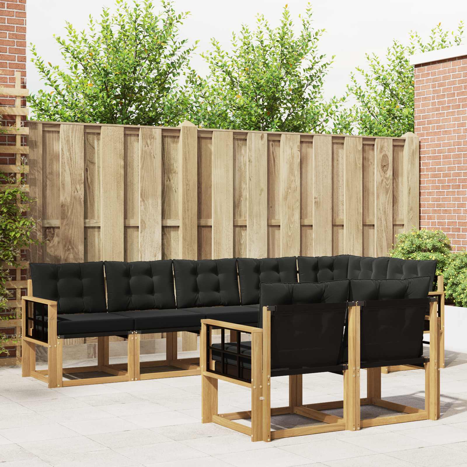 Outdoor-Sofagarnitur mit Kissen 8 pcs Weiß und Schwarz