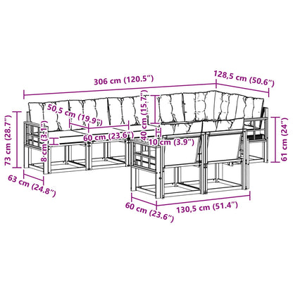 Outdoor-Sofagarnitur 8 stk. Weiß und Schwarz