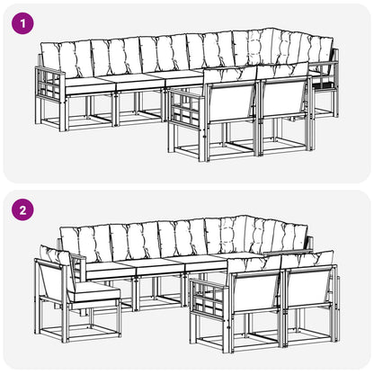 Outdoor-Sofagarnitur 8 stk. Weiß und Schwarz