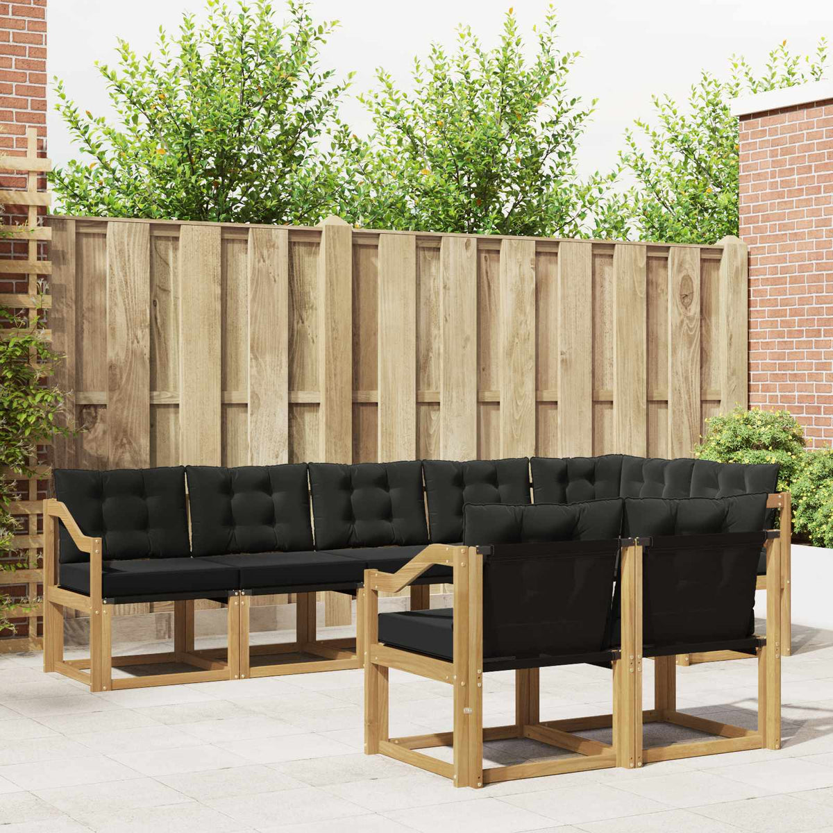 Outdoor-Sofagarnitur 8 stk. Weiß und Schwarz