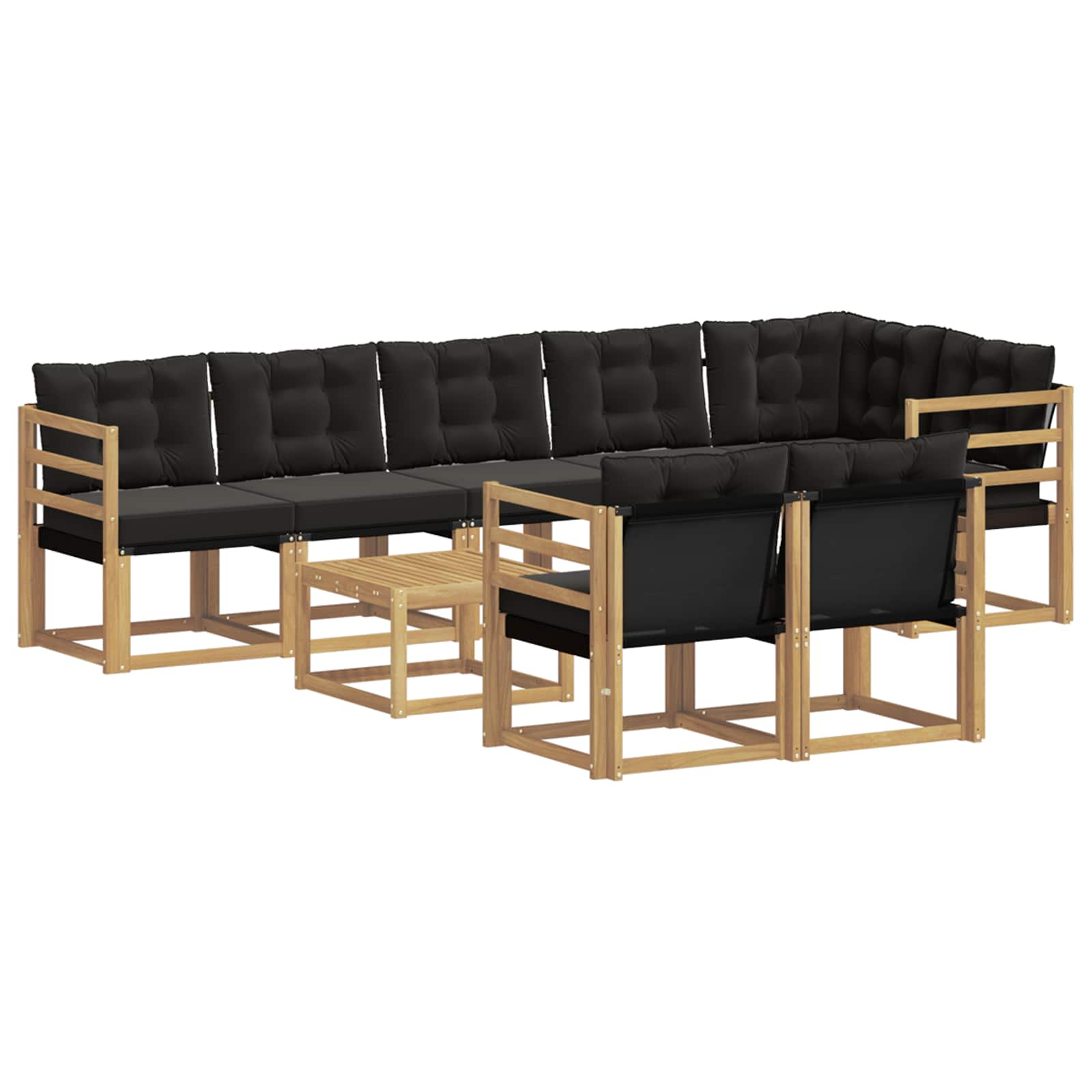Outdoor-Sofagarnitur mit Kissen 9 pcs Weiß und Schwarz