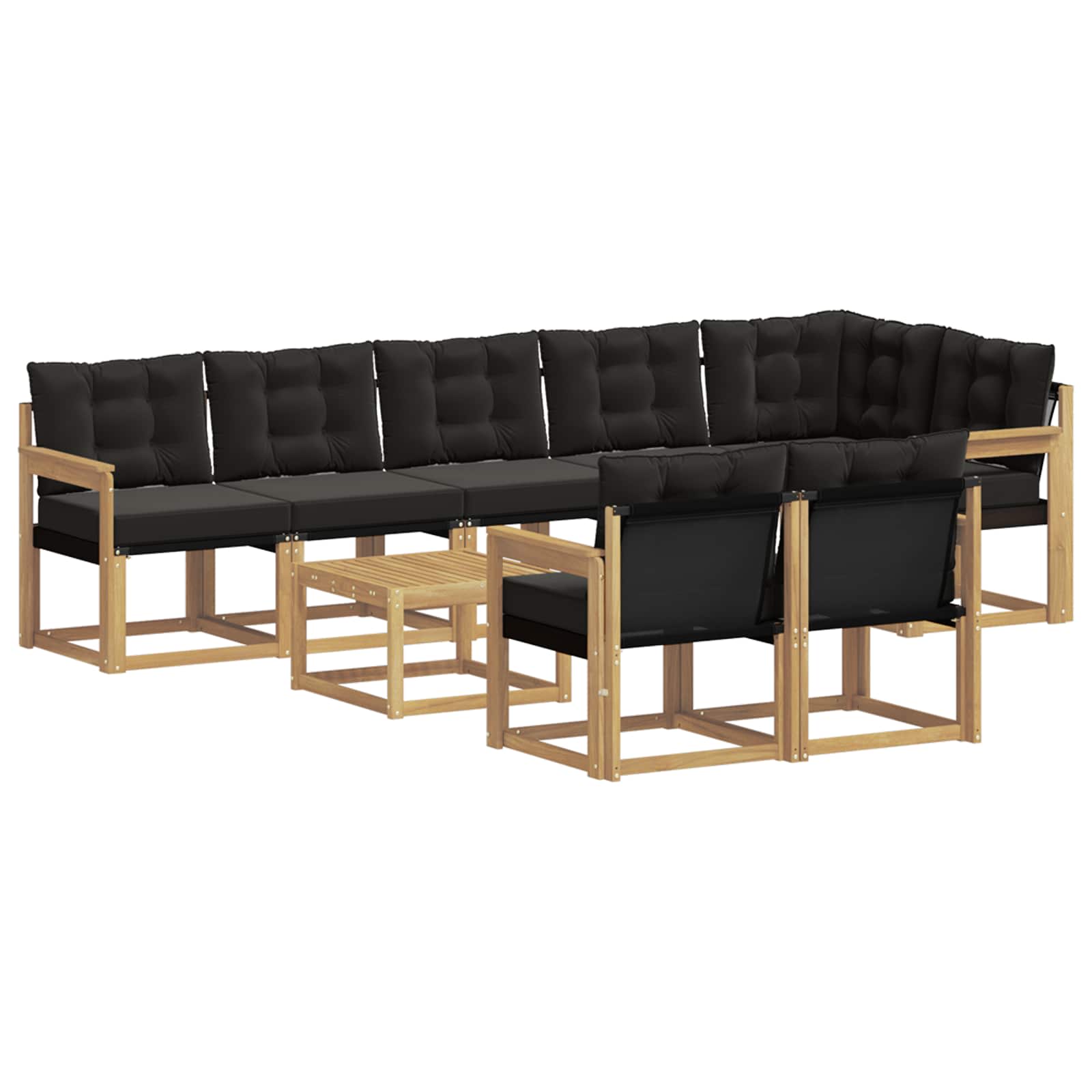Outdoor-Sofagarnitur mit Kissen 9 pcs Weiß und Schwarz
