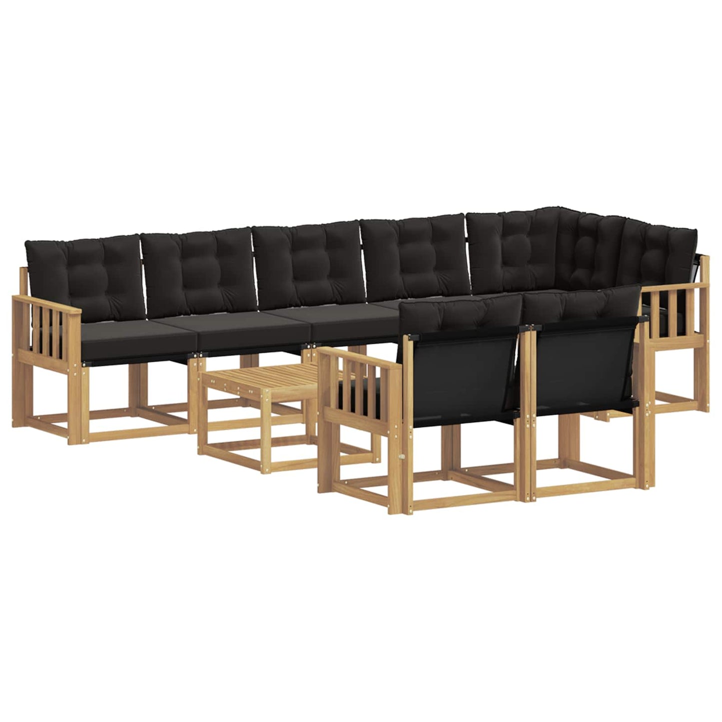 Outdoor-Sofagarnitur 9 stk. Weiß und Schwarz