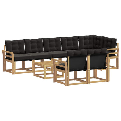 Outdoor-Sofagarnitur 9 stk. Weiß und Schwarz