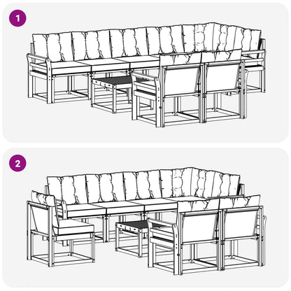 Outdoor-Sofagarnitur 9 stk. Weiß und Schwarz