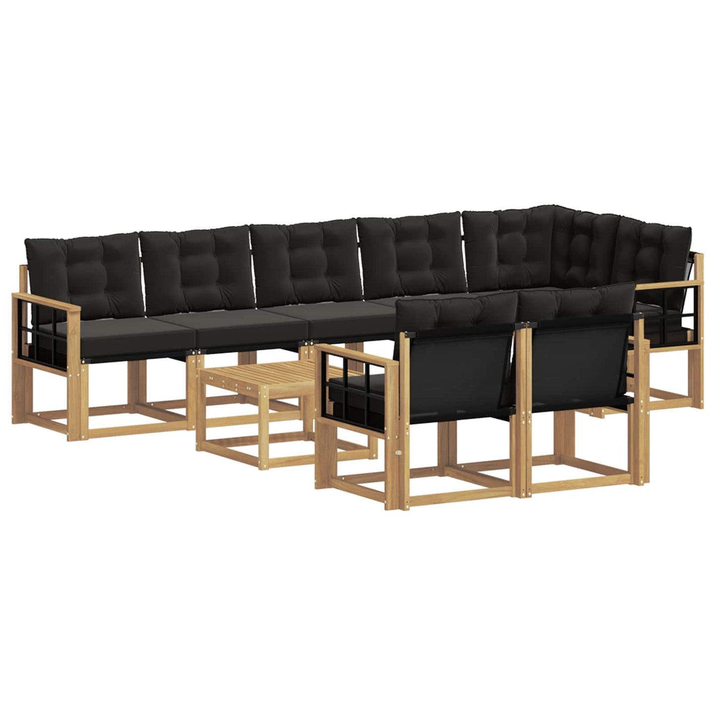 Outdoor-Sofagarnitur mit Kissen 9 pcs Weiß und Schwarz