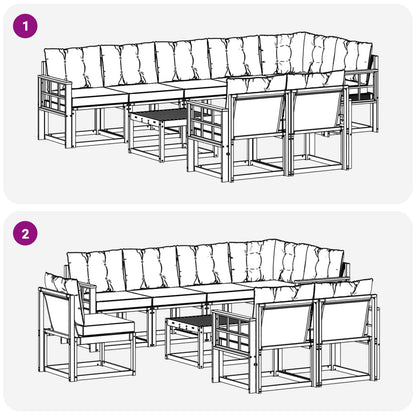 Outdoor-Sofagarnitur 9 stk. Weiß und Schwarz