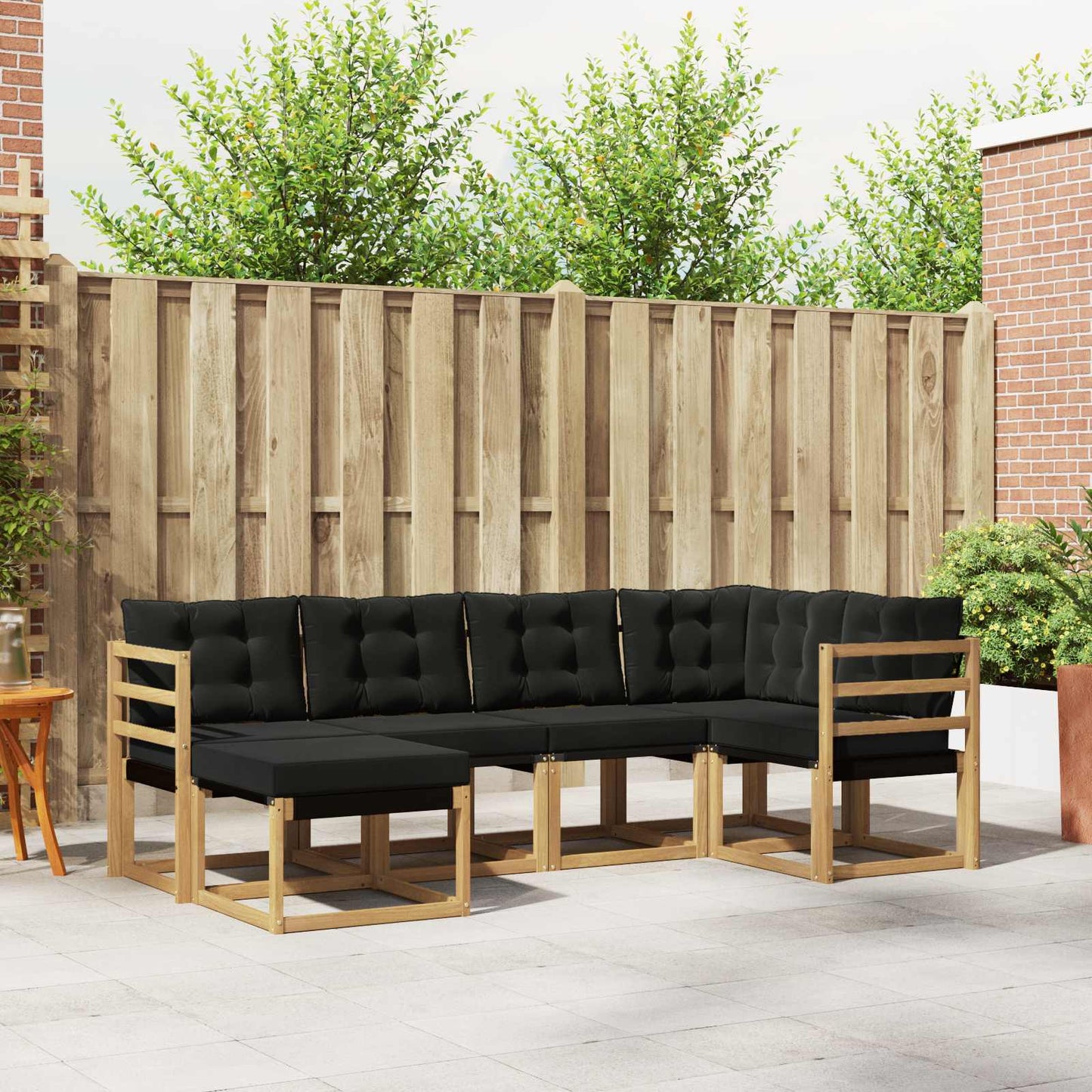 Outdoor-Sofagarnitur mit Kissen 6 pcs Weiß und Schwarz