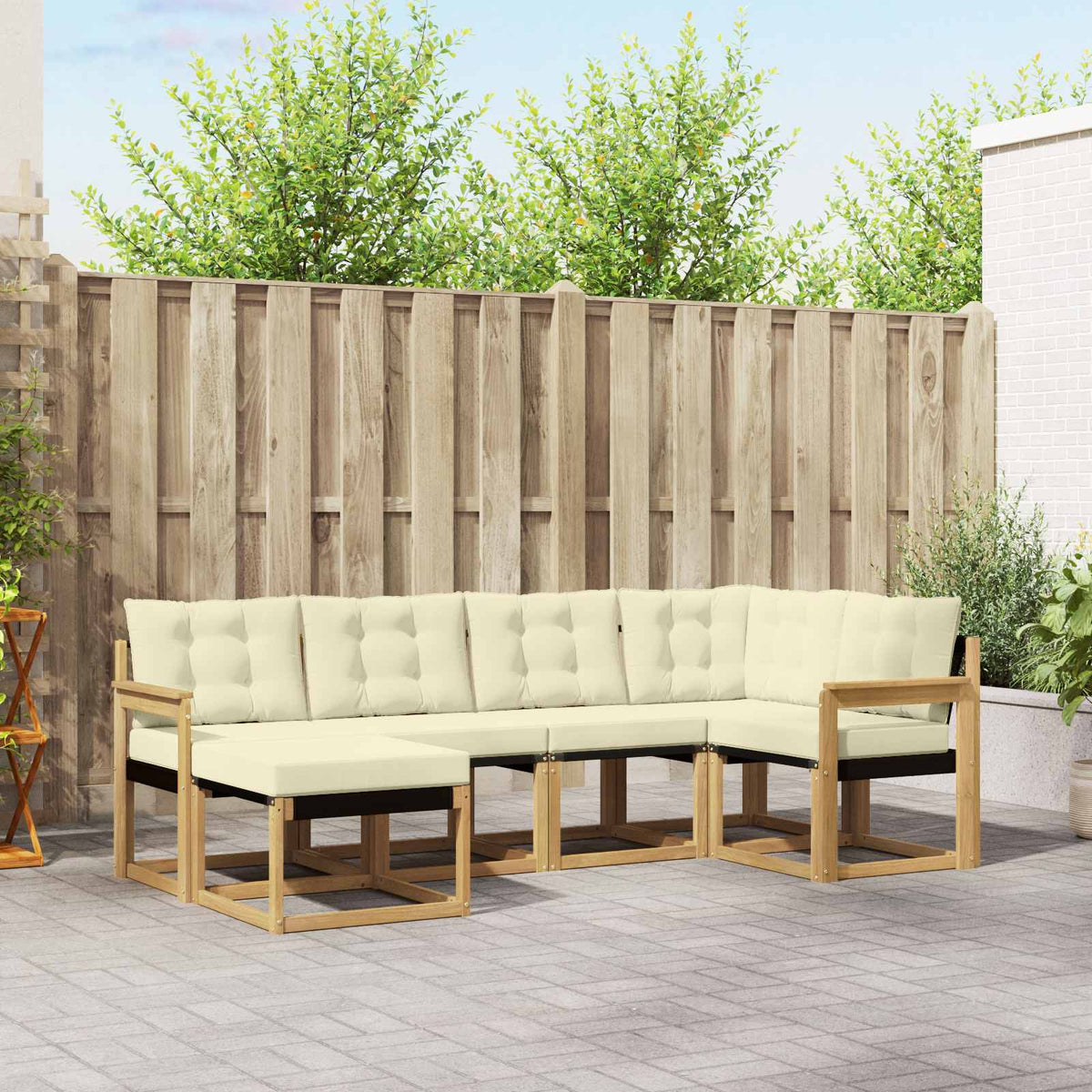 Outdoor-Sofagarnitur 6 stk. Weiß und Creme