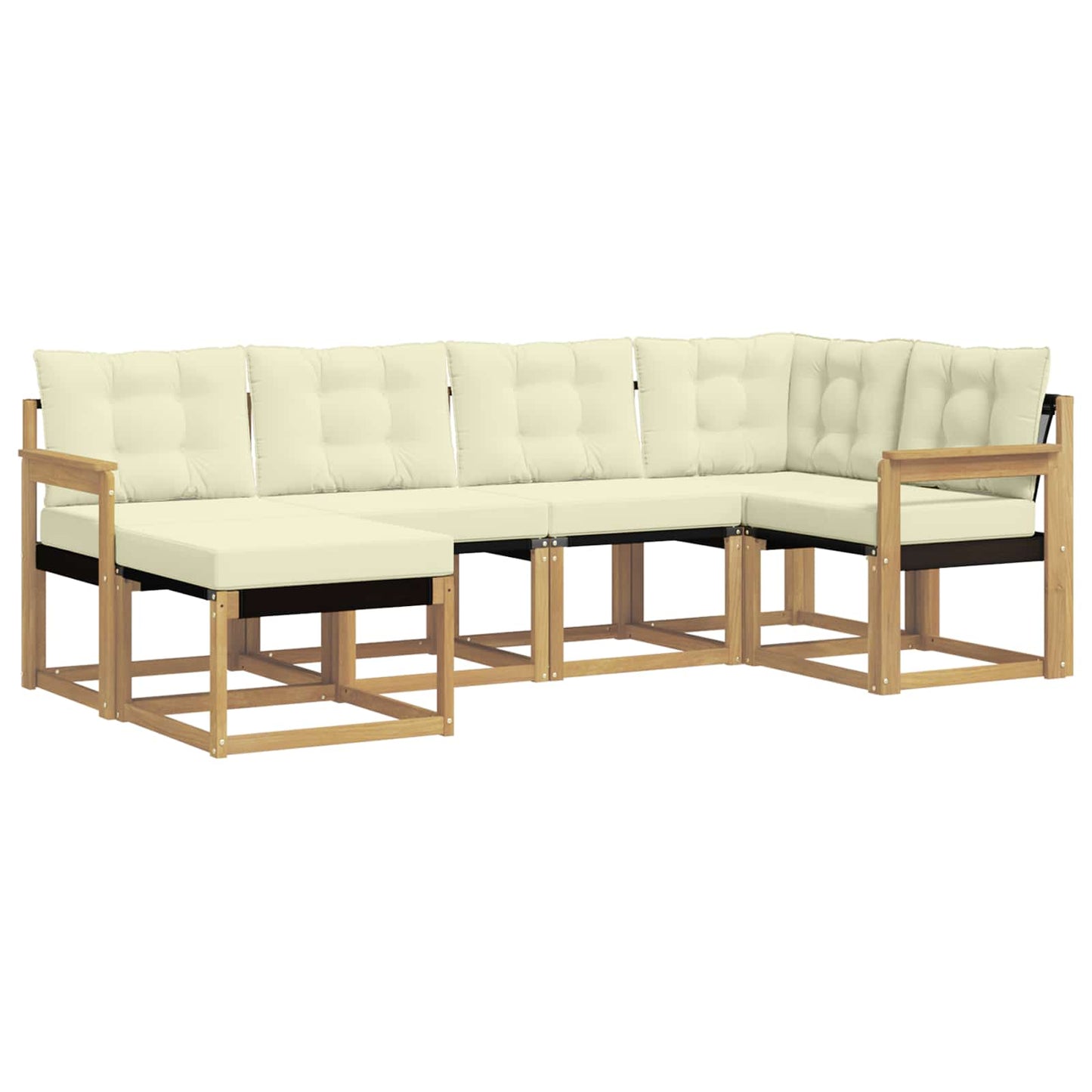 Outdoor-Sofagarnitur mit Kissen 6 pcs Weiß und Creme