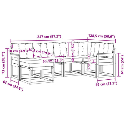 Outdoor-Sofagarnitur 6 stk. Weiß und Creme