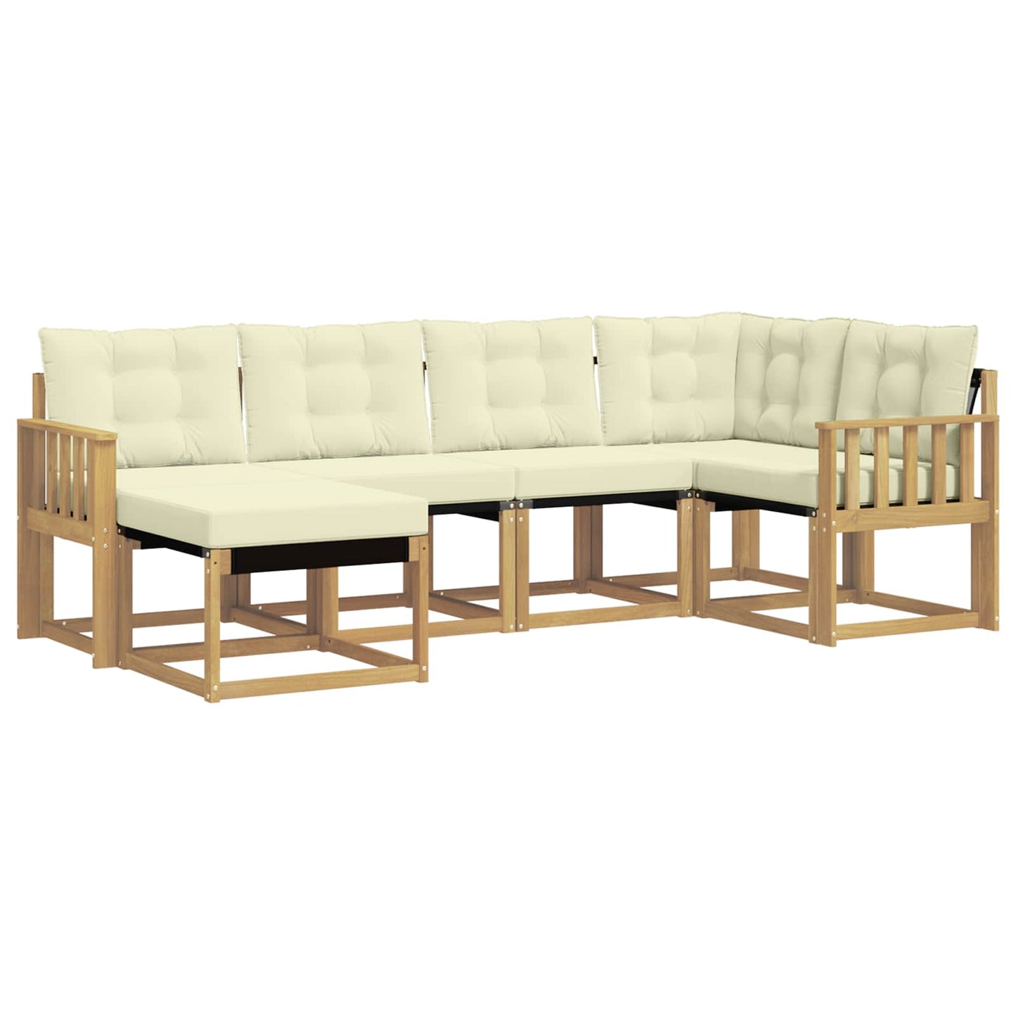 Outdoor-Sofagarnitur mit Kissen 6 pcs Weiß und Creme