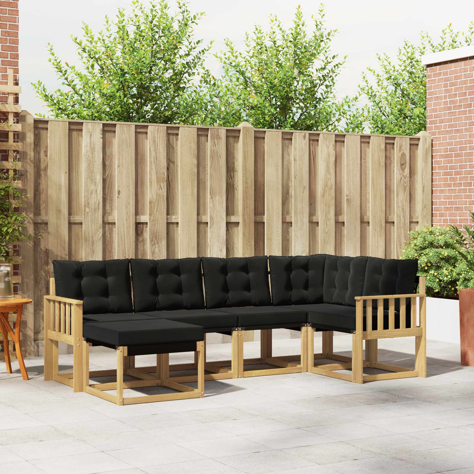 Outdoor-Sofagarnitur mit Kissen 6 pcs Weiß und Schwarz