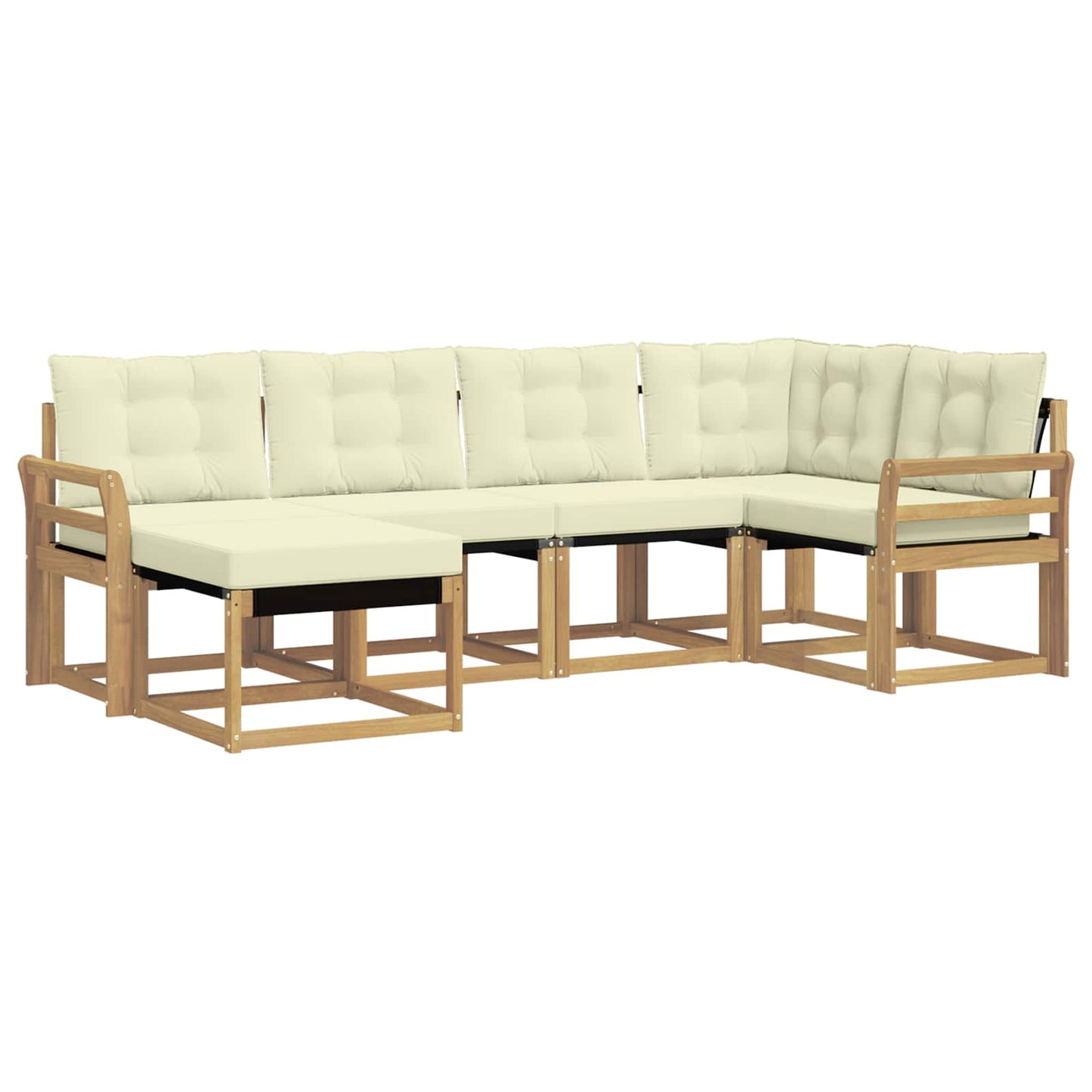 Outdoor-Sofagarnitur mit Kissen 6 pcs Weiß und Creme