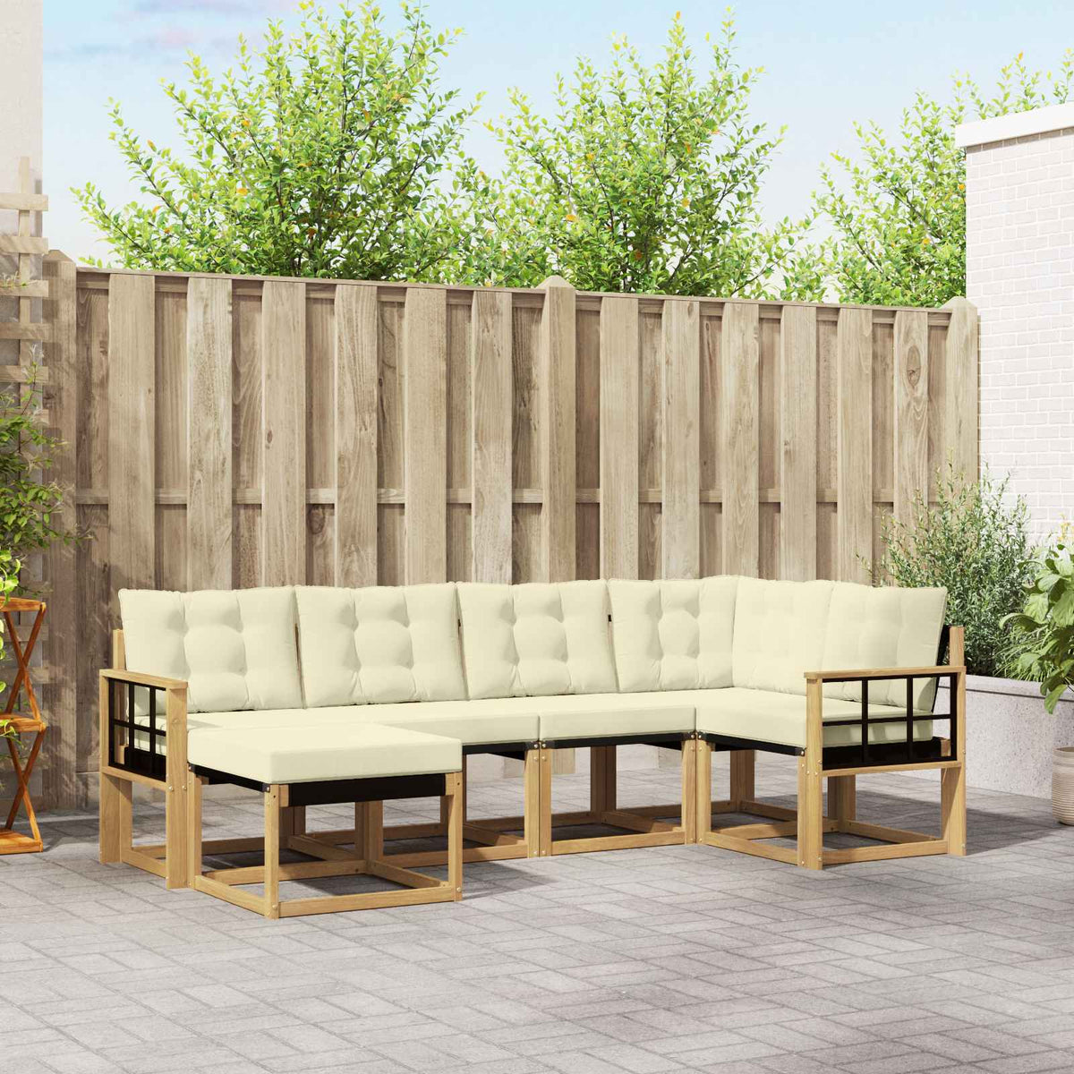 Outdoor-Sofagarnitur 6 stk. Weiß und Creme