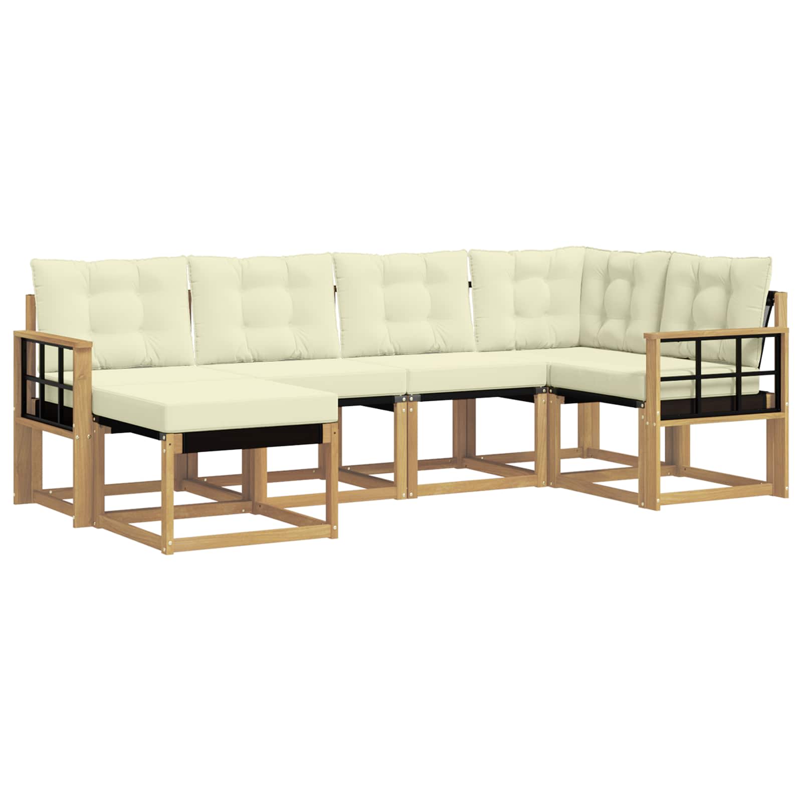 Outdoor-Sofagarnitur mit Kissen 6 pcs Weiß und Creme