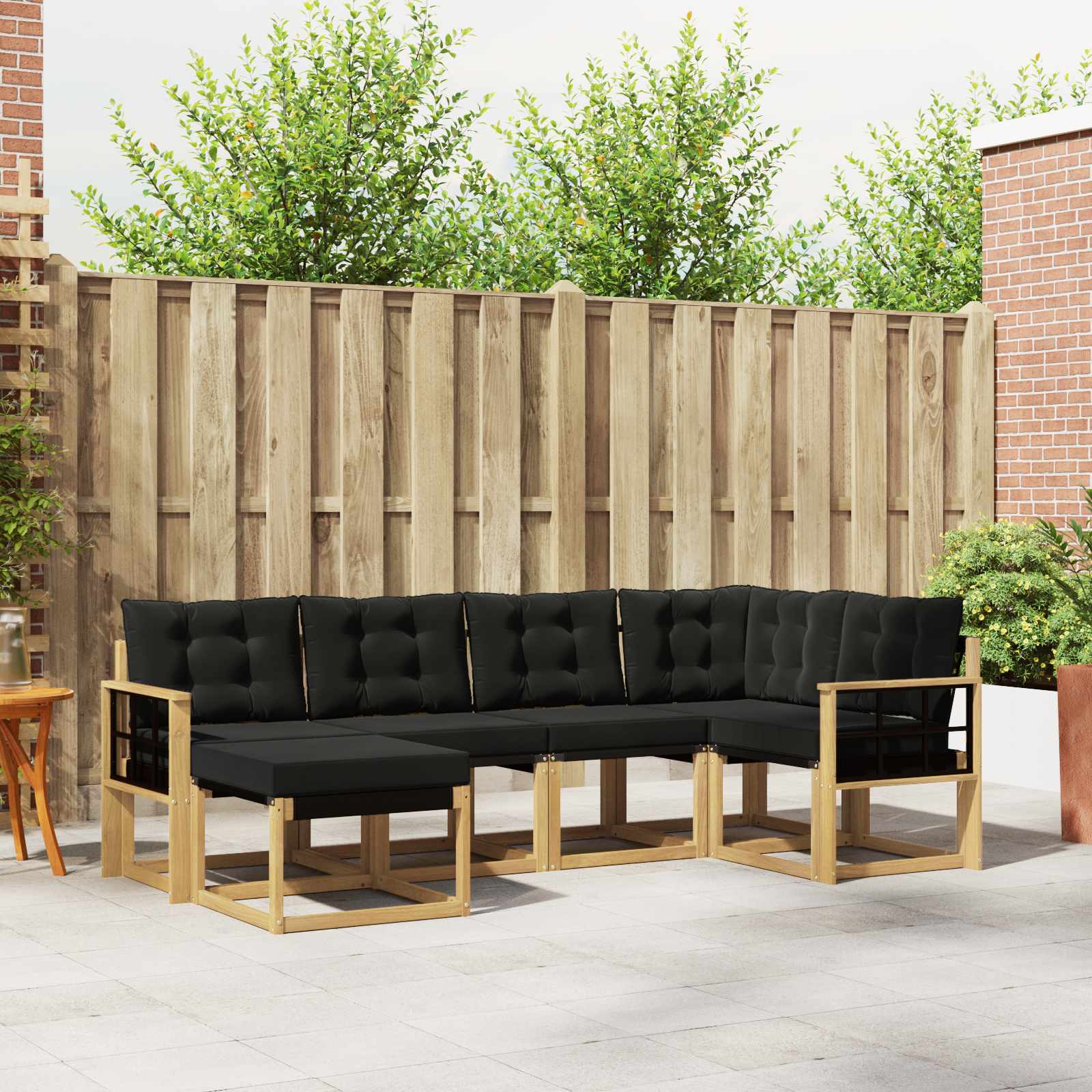 Outdoor-Sofagarnitur mit Kissen 6 pcs Weiß und Schwarz