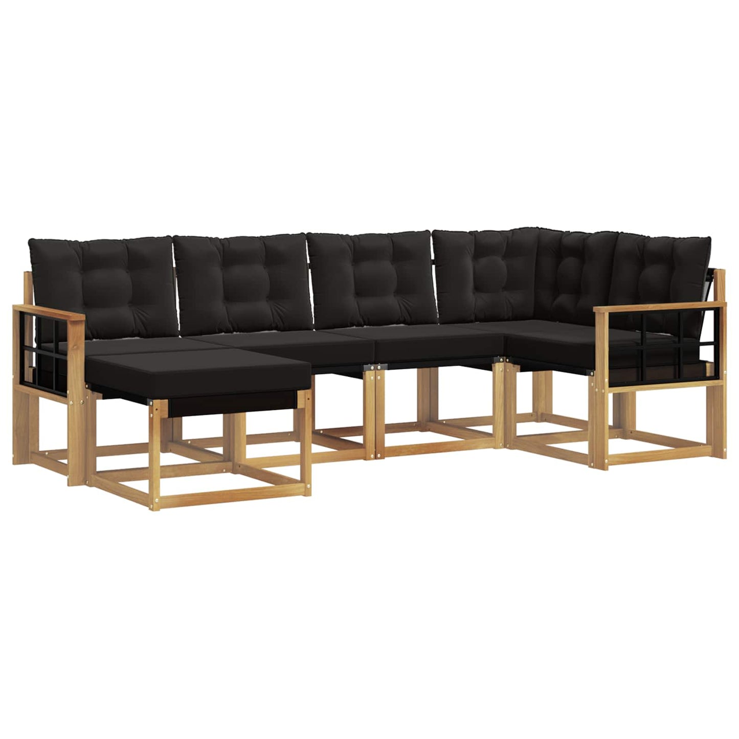 Outdoor-Sofagarnitur mit Kissen 6 pcs Weiß und Schwarz