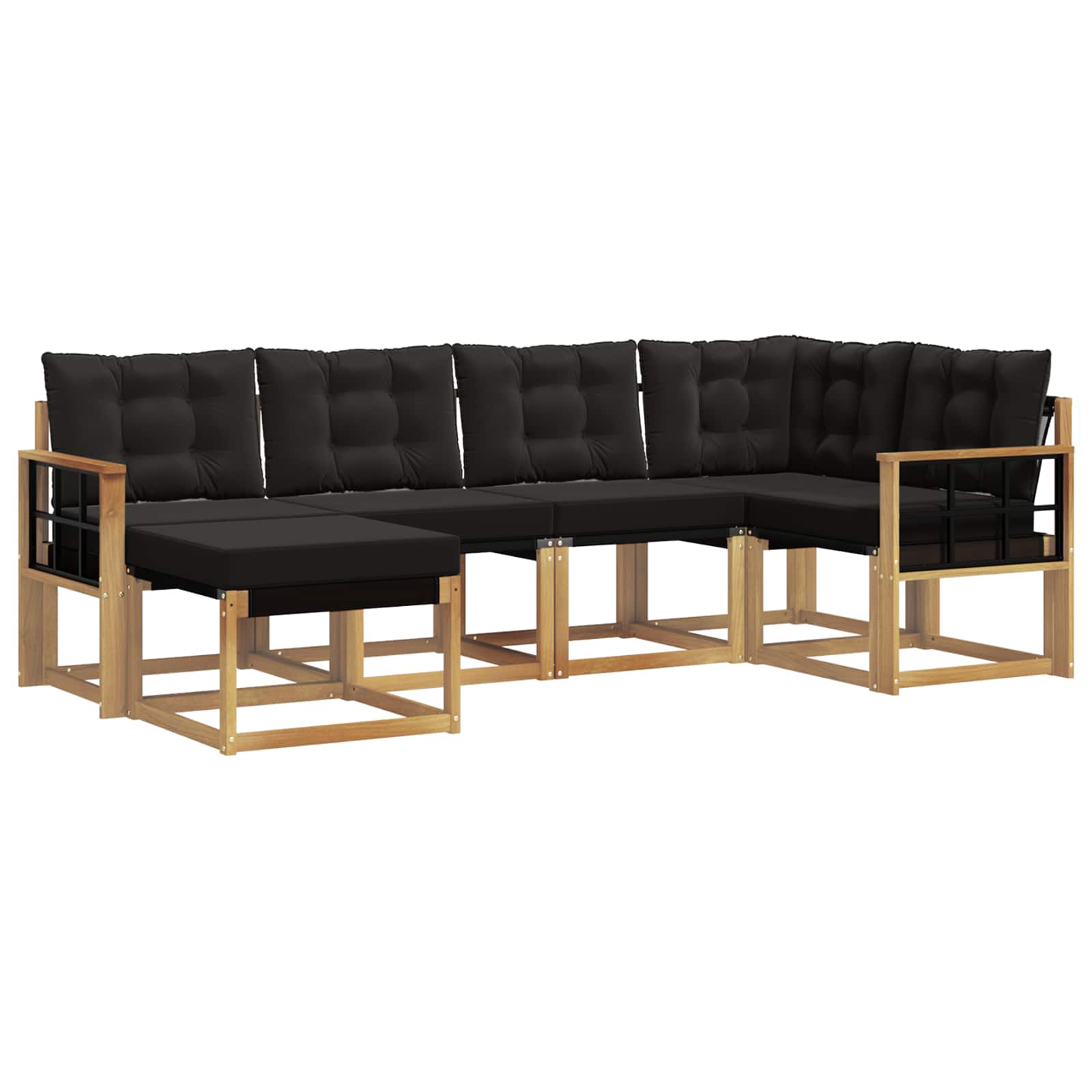 Outdoor-Sofagarnitur mit Kissen 6 pcs Weiß und Schwarz