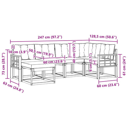 Outdoor-Sofagarnitur 6 stk. Weiß und Schwarz