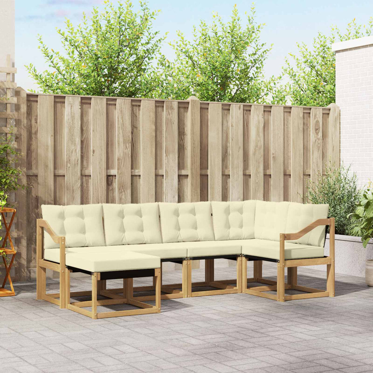 Outdoor-Sofagarnitur 6 stk. Weiß und Creme