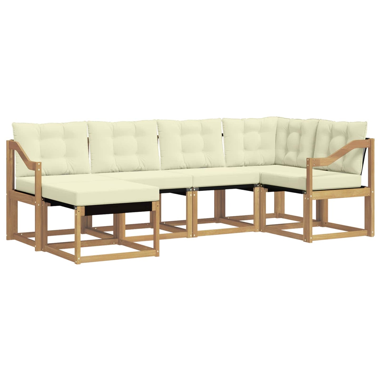 Outdoor-Sofagarnitur mit Kissen 6 pcs Weiß und Creme