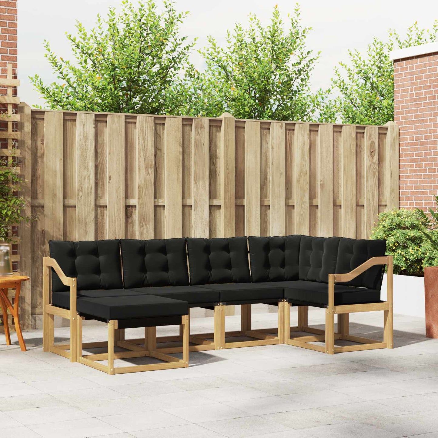 Outdoor-Sofagarnitur mit Kissen 6 pcs Weiß und Schwarz
