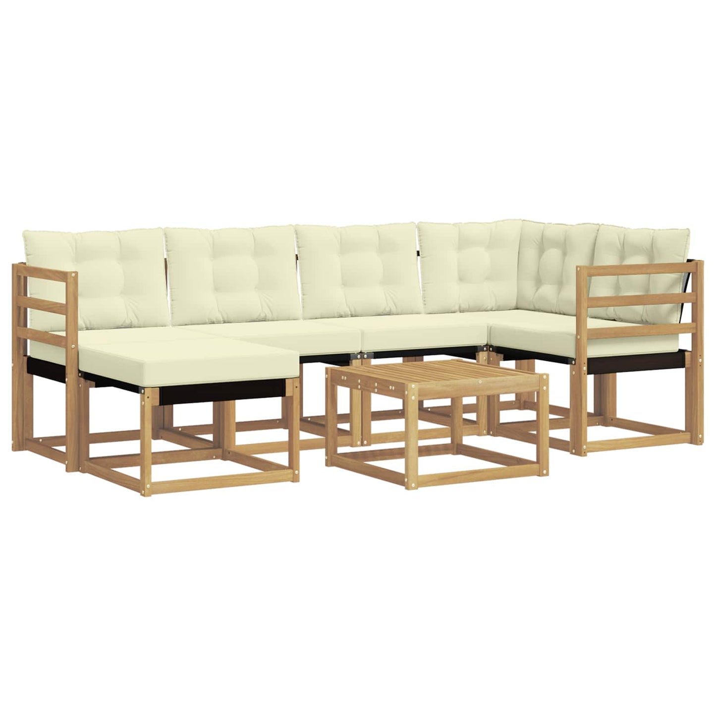 Outdoor-Sofagarnitur mit Kissen 7 pcs Weiß und Creme