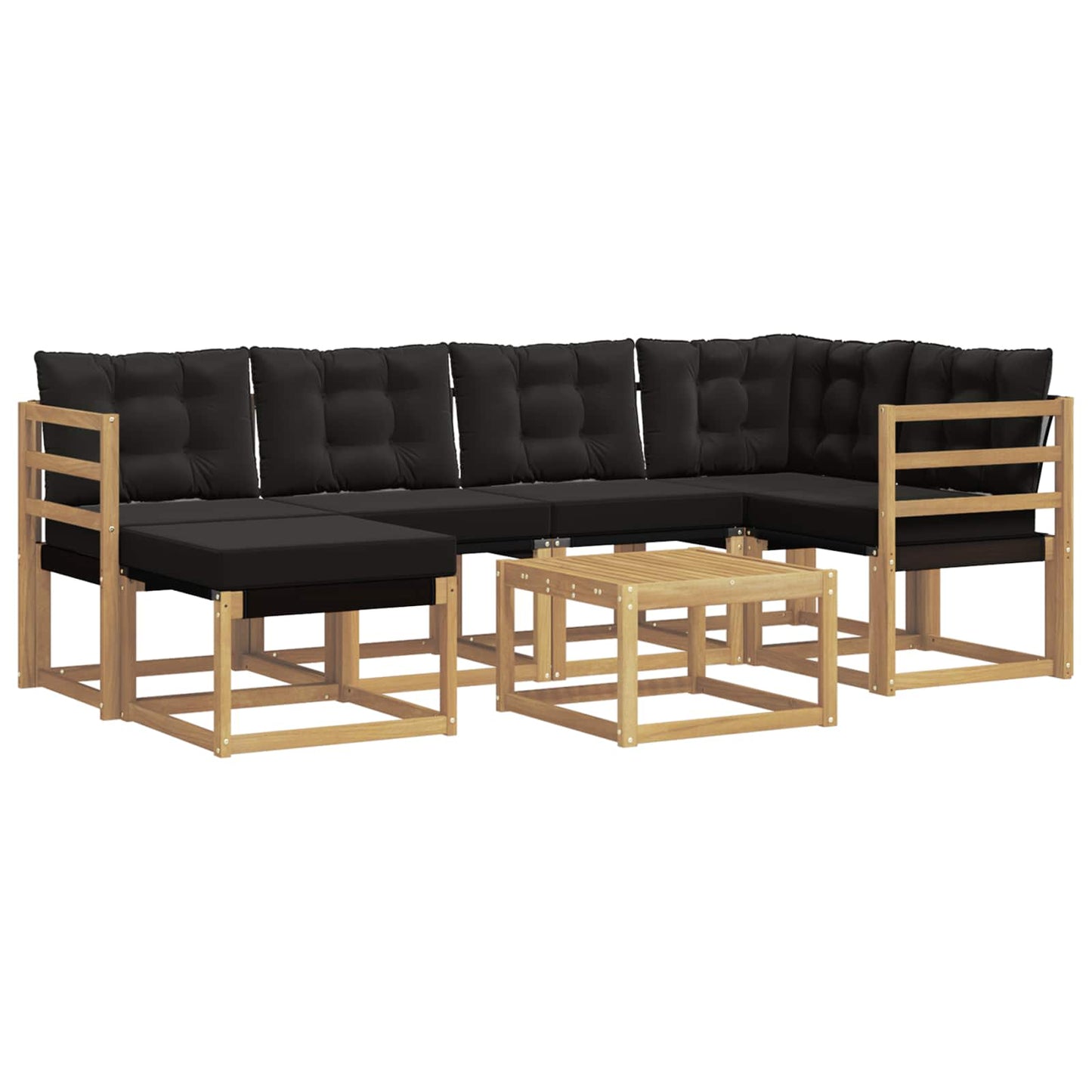 Outdoor-Sofagarnitur mit Kissen 7 pcs Weiß und Schwarz