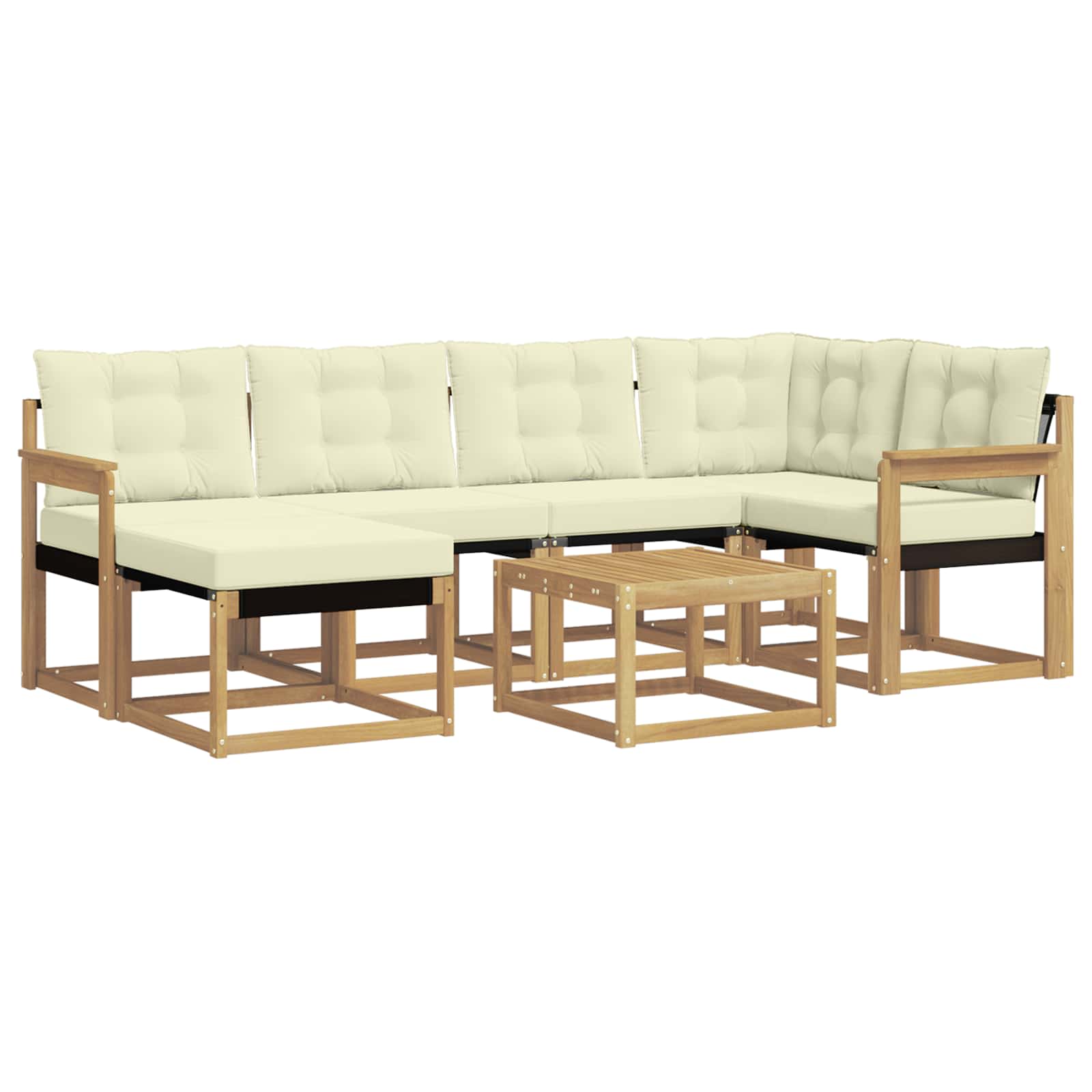 Outdoor-Sofagarnitur mit Kissen 7 pcs Weiß und Creme