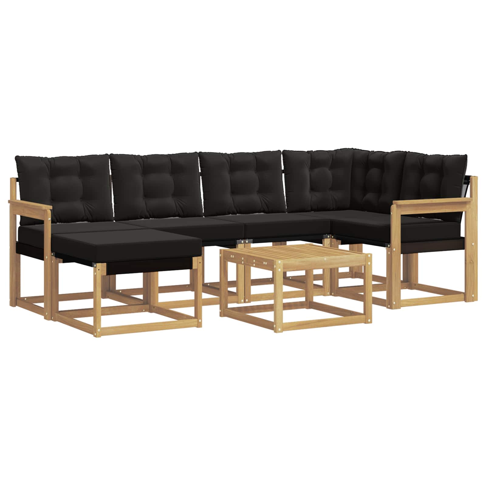Outdoor-Sofagarnitur mit Kissen 7 pcs Weiß und Schwarz