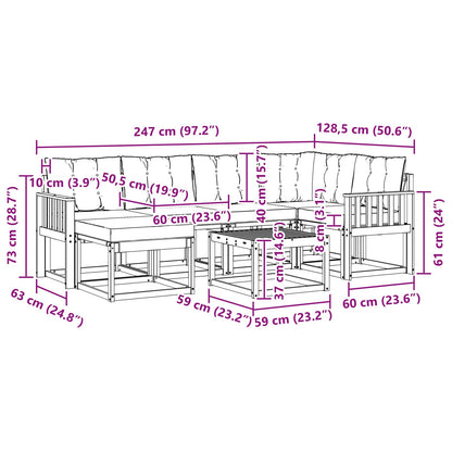 Outdoor-Sofagarnitur 7 stk. Weiß und Creme