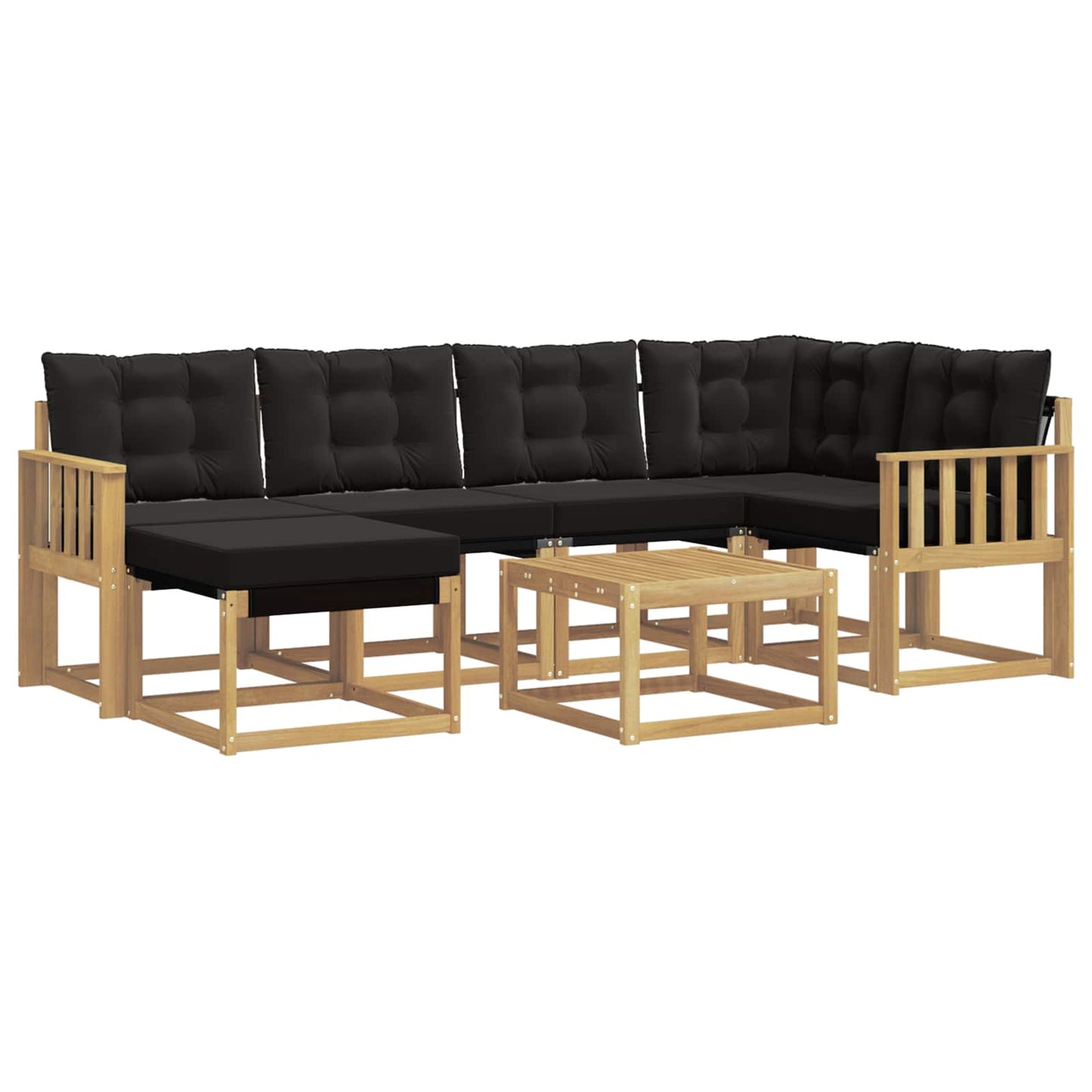 Outdoor-Sofagarnitur mit Kissen 7 pcs Weiß und Schwarz