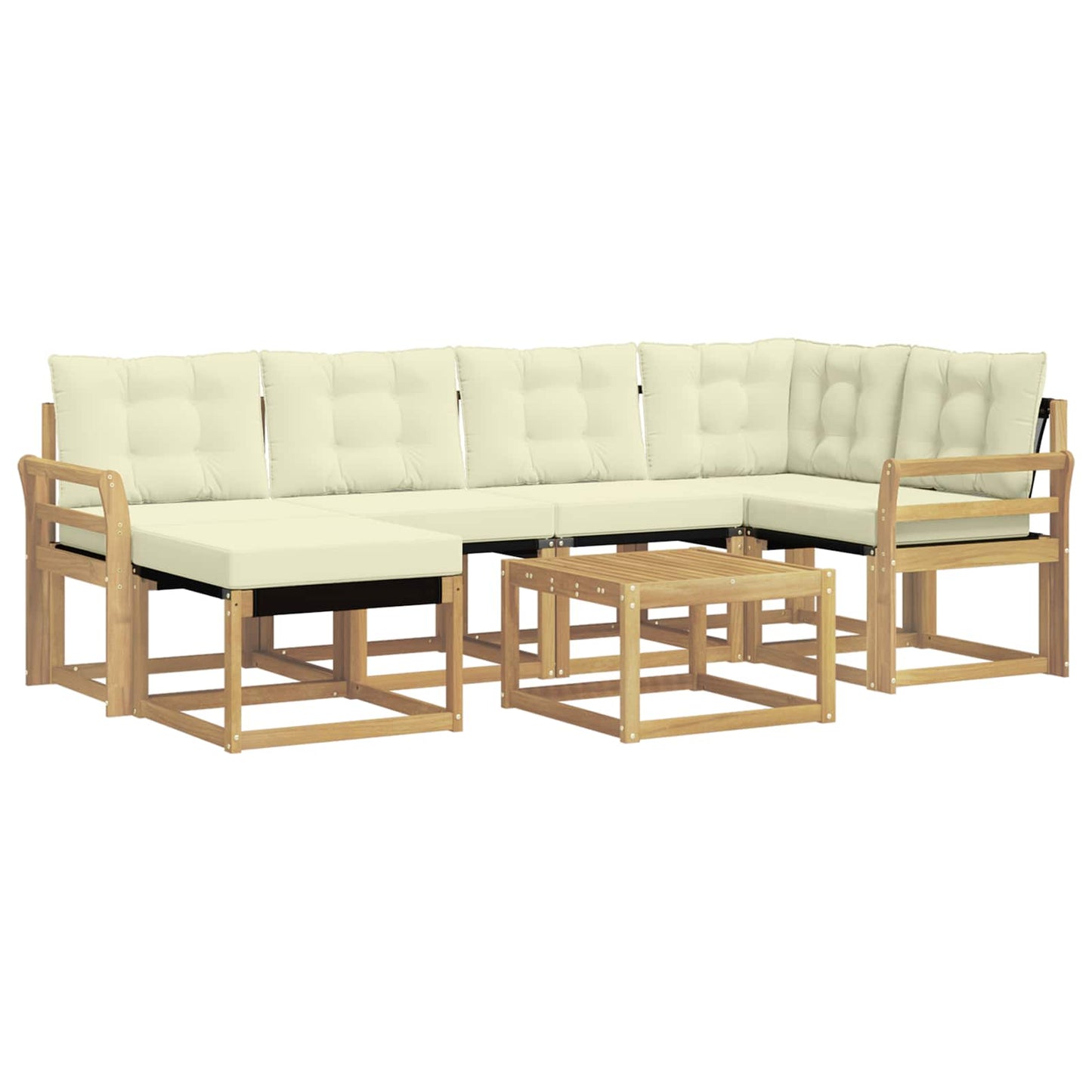Outdoor-Sofagarnitur mit Kissen 7 pcs Weiß und Creme