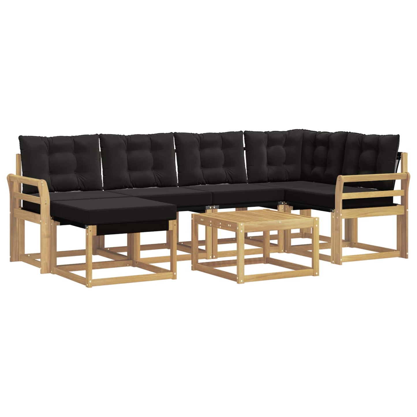 Outdoor-Sofagarnitur 7 stk. Weiß und Schwarz