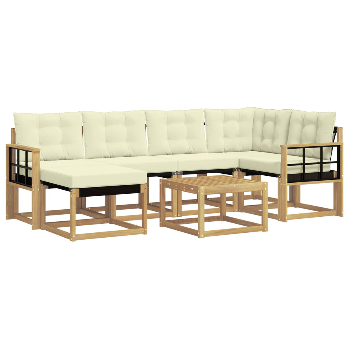 Outdoor-Sofagarnitur 7 stk. Weiß und Creme