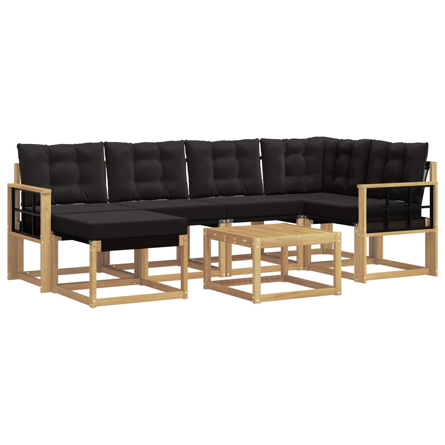 Outdoor-Sofagarnitur mit Kissen 7 pcs Weiß und Schwarz