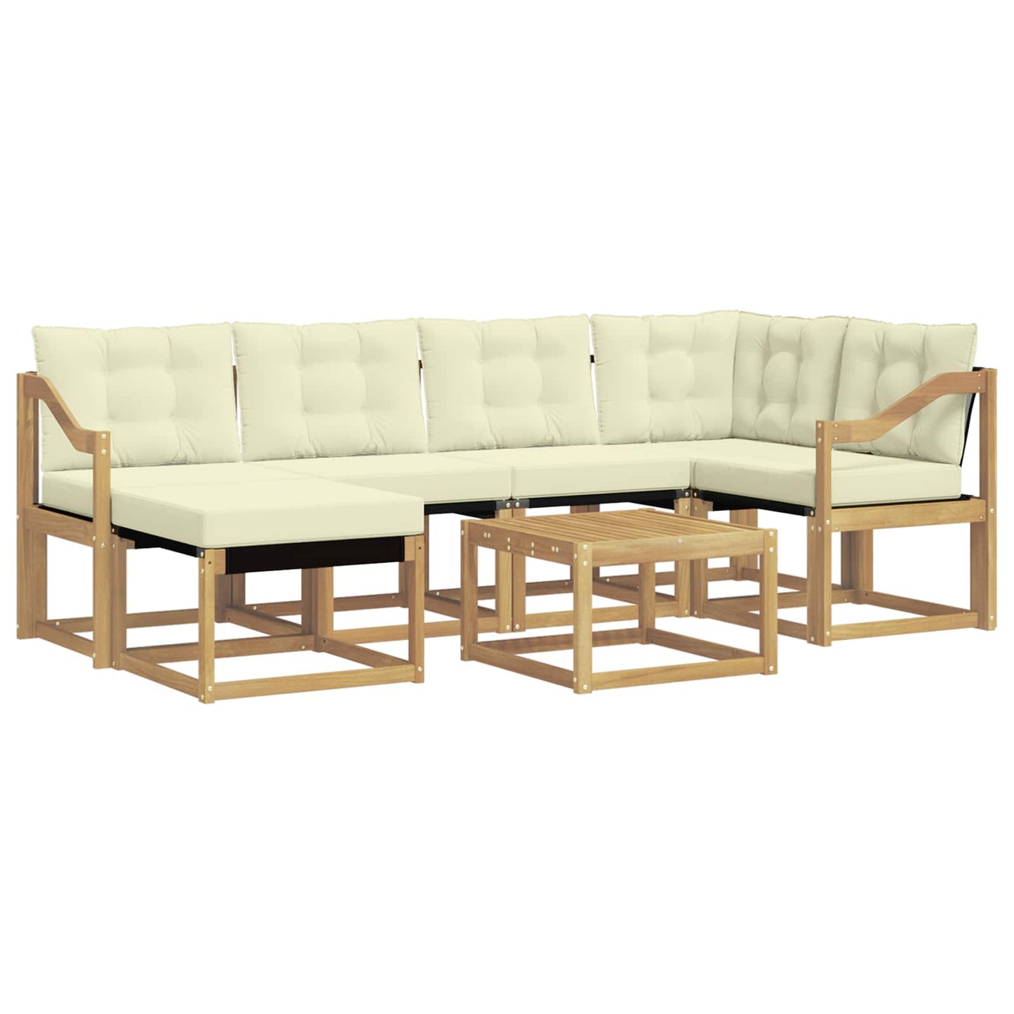 Outdoor-Sofagarnitur mit Kissen 7 pcs Weiß und Creme