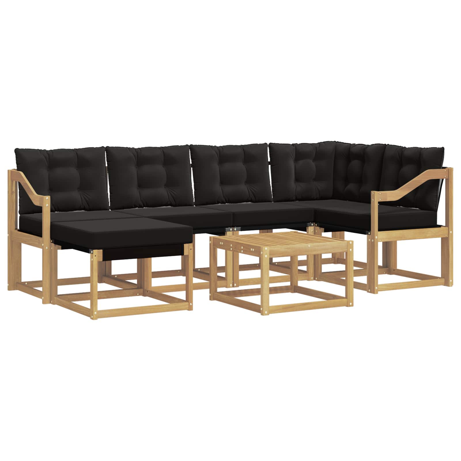 Outdoor-Sofagarnitur mit Kissen 7 pcs Weiß und Schwarz