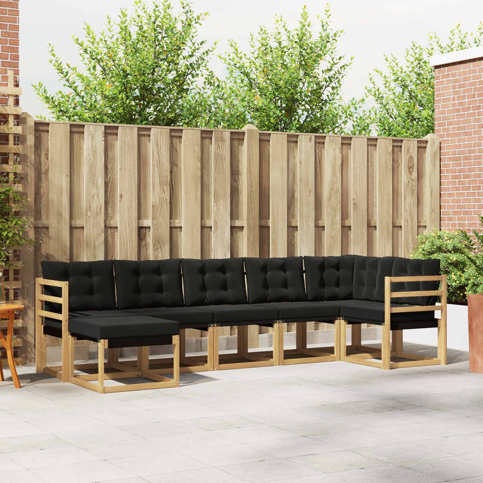 Outdoor-Sofagarnitur mit Kissen 7 pcs Weiß und Schwarz