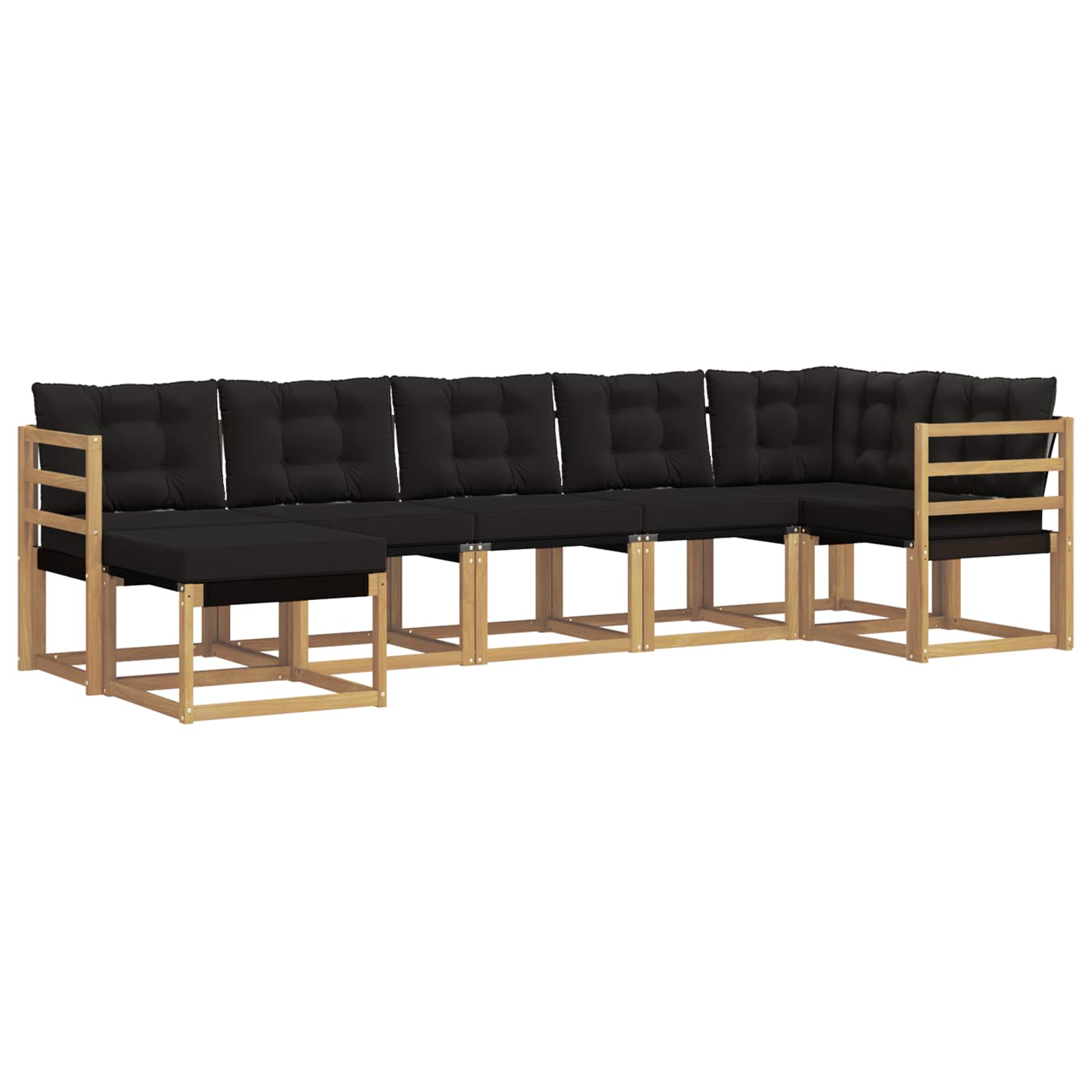 Outdoor-Sofagarnitur mit Kissen 7 pcs Weiß und Schwarz