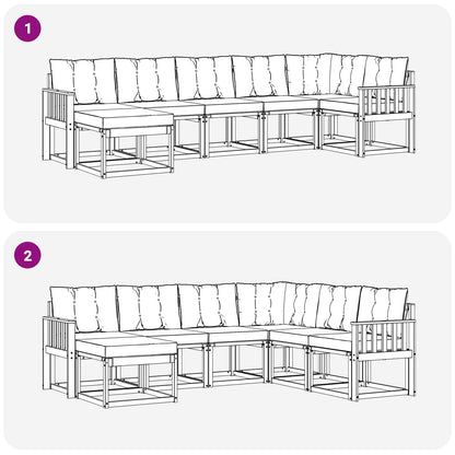 Outdoor-Sofagarnitur 7 stk. Weiß und Schwarz