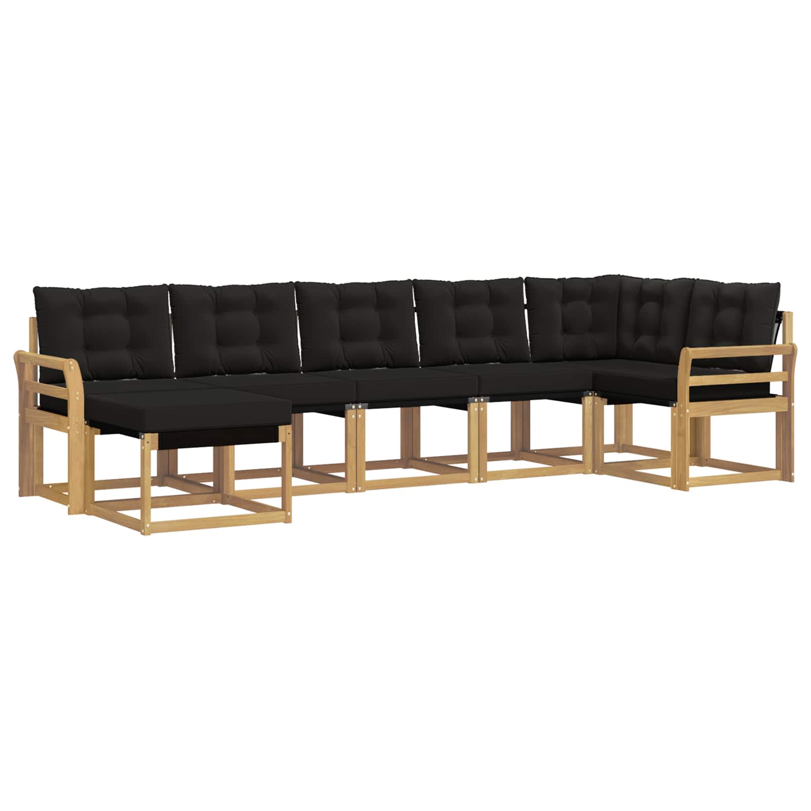 Outdoor-Sofagarnitur mit Kissen 7 pcs Weiß und Schwarz