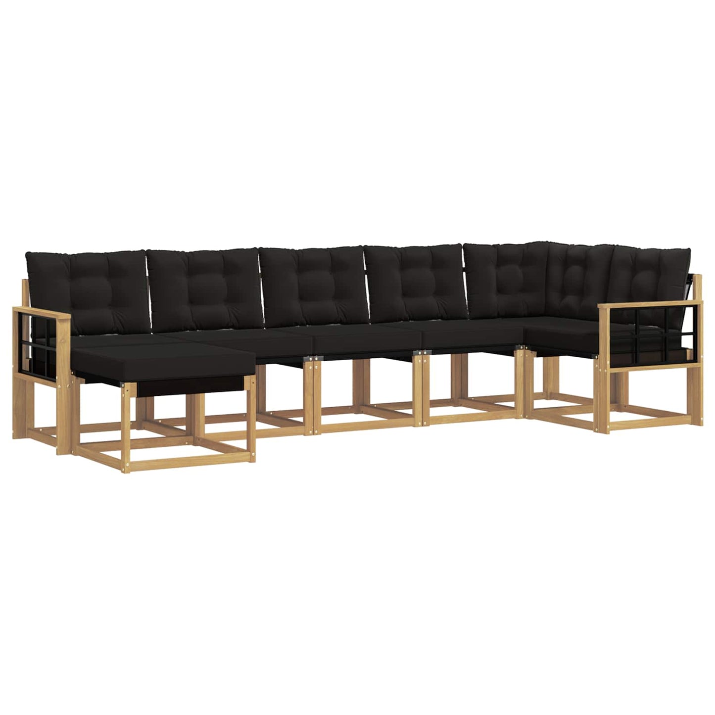 Outdoor-Sofagarnitur mit Kissen 7 pcs Weiß und Schwarz